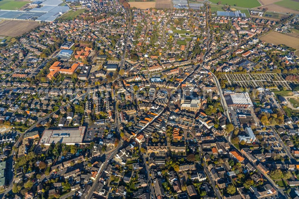 Straelen from above - The city center in the downtown area in Straelen in the state North Rhine-Westphalia, Germany