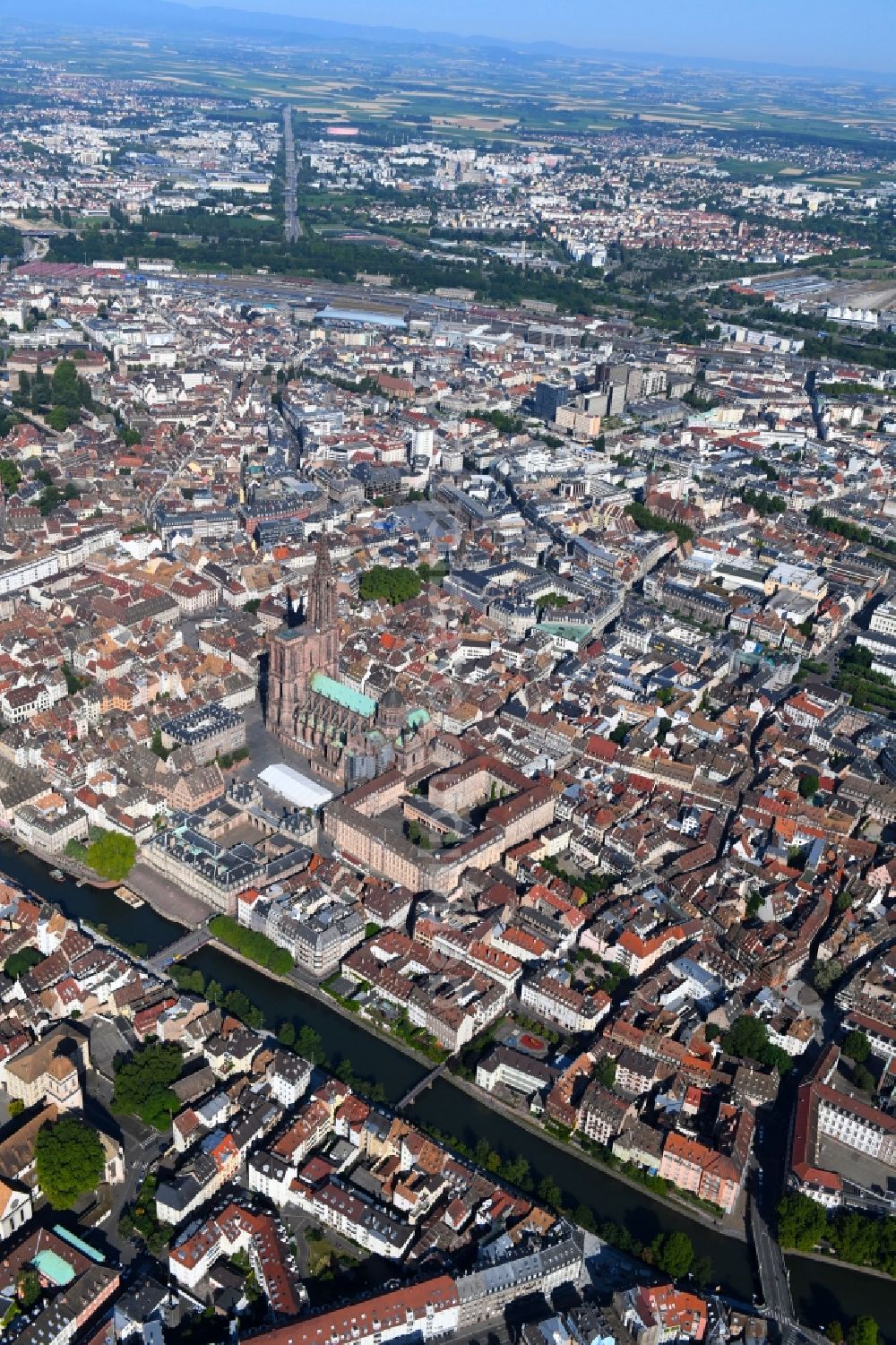 Strasbourg - Straßburg from above - The city center in the downtown area in Strasbourg in Grand Est, France