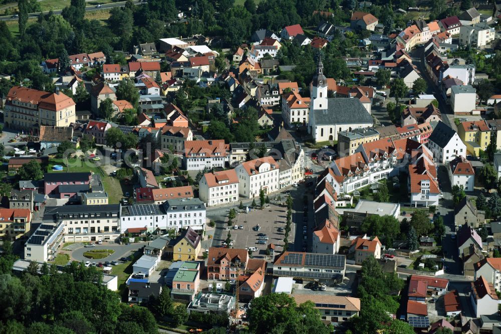 Taucha from above - The city center in the downtown area in Taucha in the state Saxony, Germany