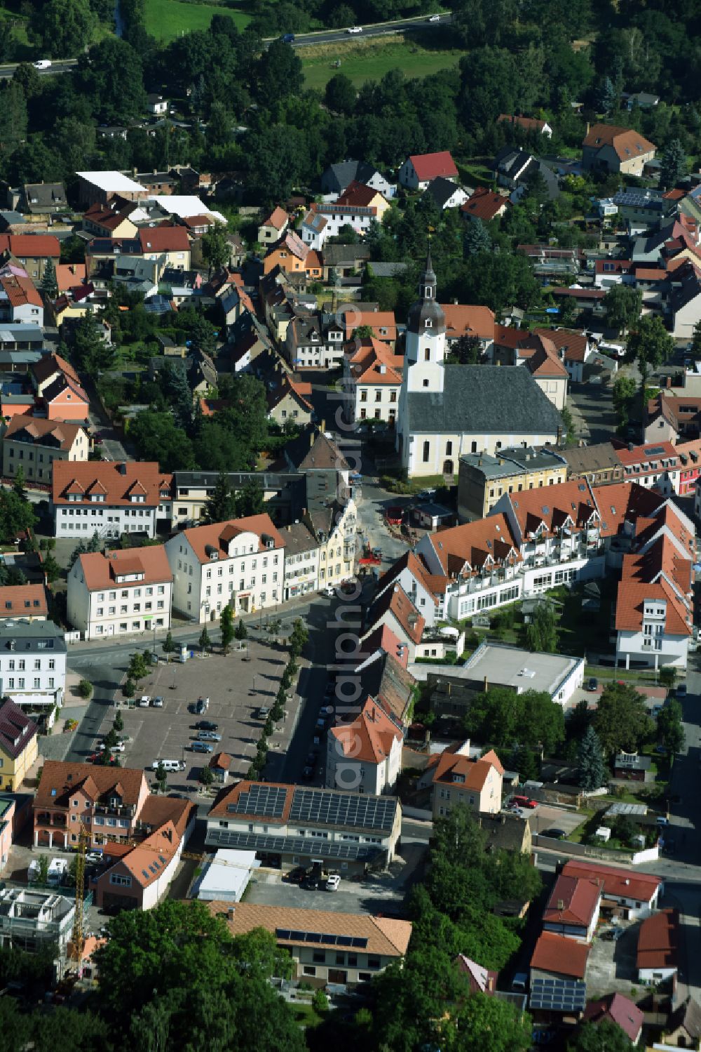 Aerial image Taucha - The city center in the downtown area in Taucha in the state Saxony, Germany