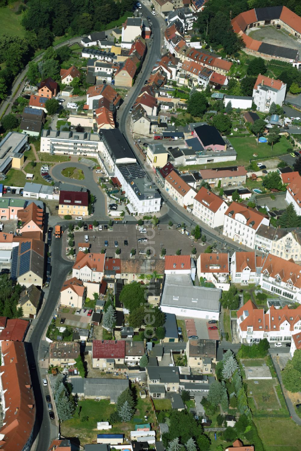 Aerial image Taucha - The city center in the downtown area in Taucha in the state Saxony, Germany