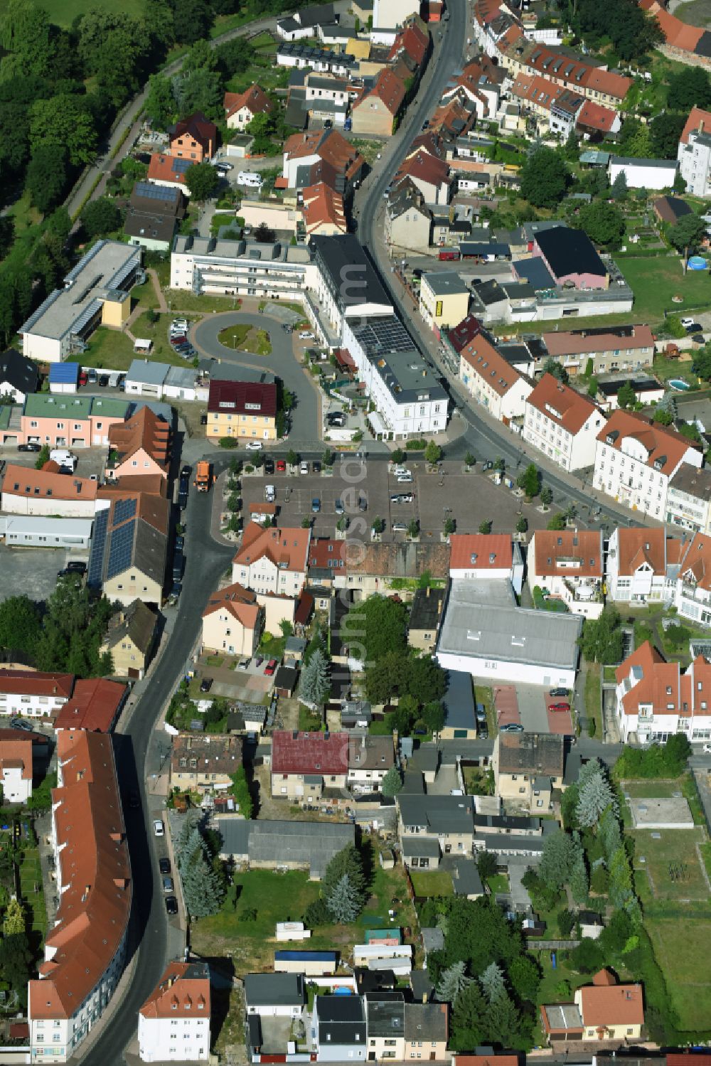 Aerial photograph Taucha - The city center in the downtown area in Taucha in the state Saxony, Germany