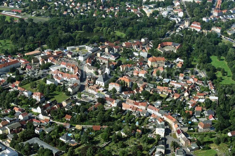 Taucha from above - The city center in the downtown area in Taucha in the state Saxony, Germany