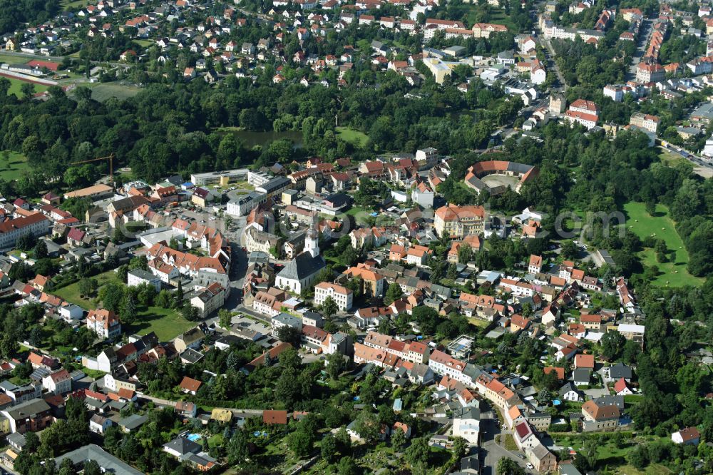 Taucha from the bird's eye view: The city center in the downtown area in Taucha in the state Saxony, Germany