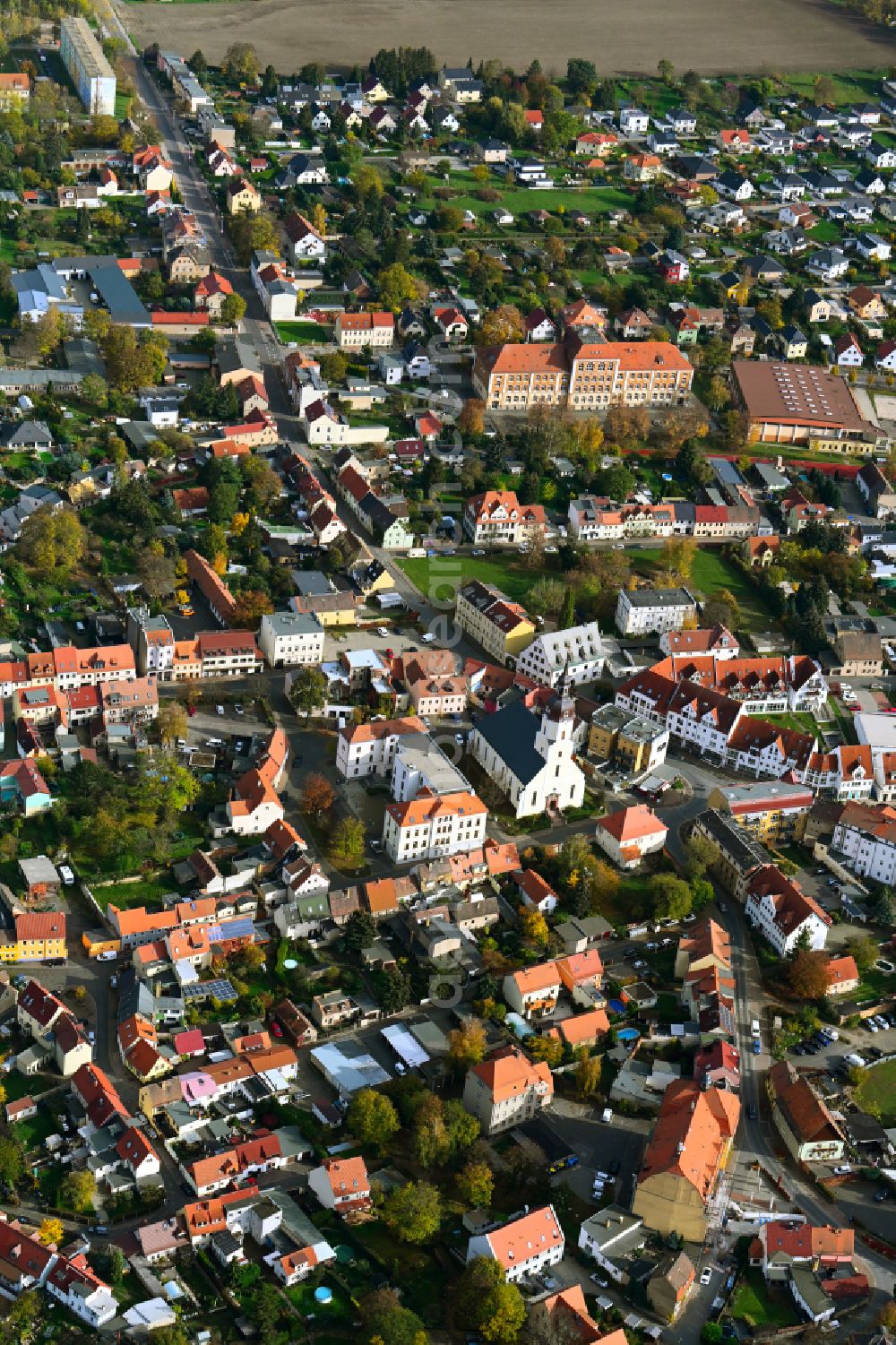 Taucha from the bird's eye view: The city center in the downtown area in Taucha in the state Saxony, Germany