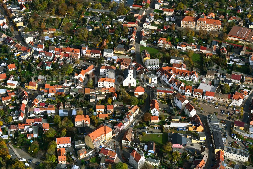 Aerial image Taucha - The city center in the downtown area in Taucha in the state Saxony, Germany