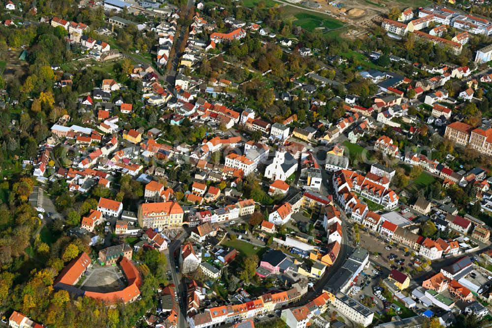 Aerial photograph Taucha - The city center in the downtown area in Taucha in the state Saxony, Germany