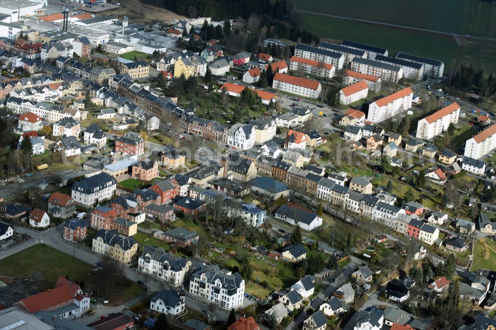 Treuen from the bird's eye view: The city center in the downtown area in Treuen in the state Saxony, Germany