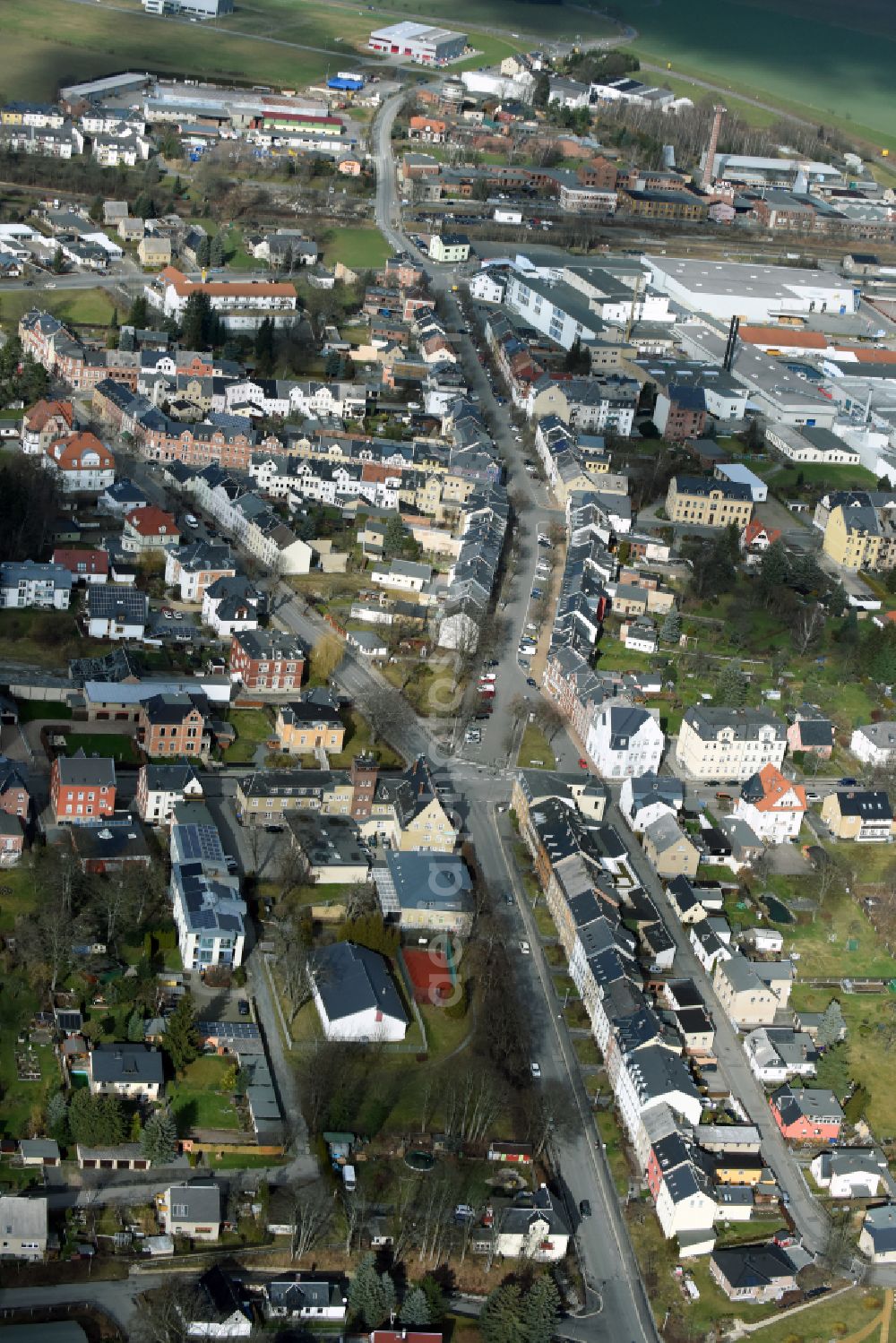 Aerial photograph Treuen - The city center in the downtown area in Treuen in the state Saxony, Germany