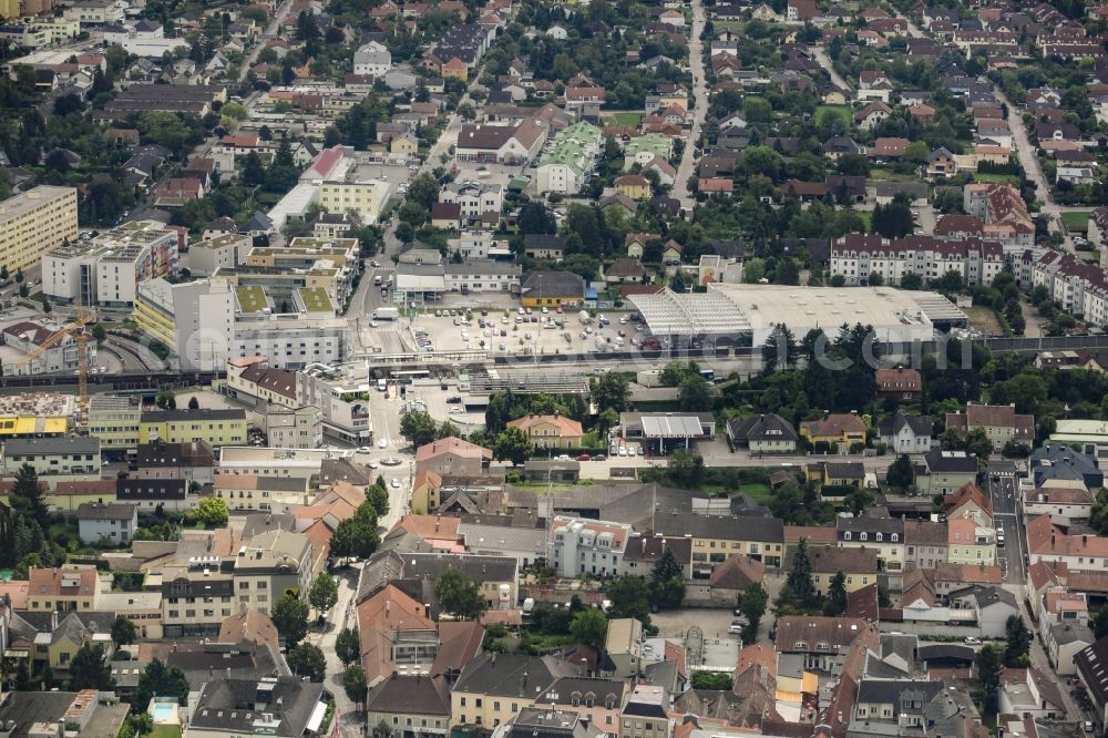 Aerial image Tulln an der Donau - The city center in the downtown area in Tulln an der Donau in Lower Austria, Austria