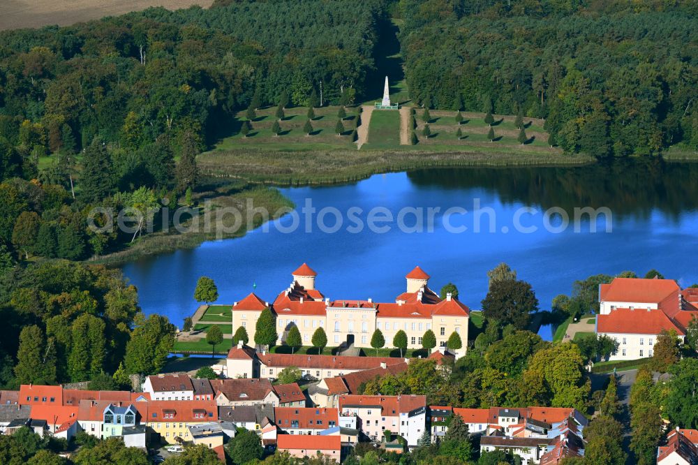 Aerial image Rheinsberg - The city center in the downtown area on lake Grienericksee in Rheinsberg in the state Brandenburg, Germany