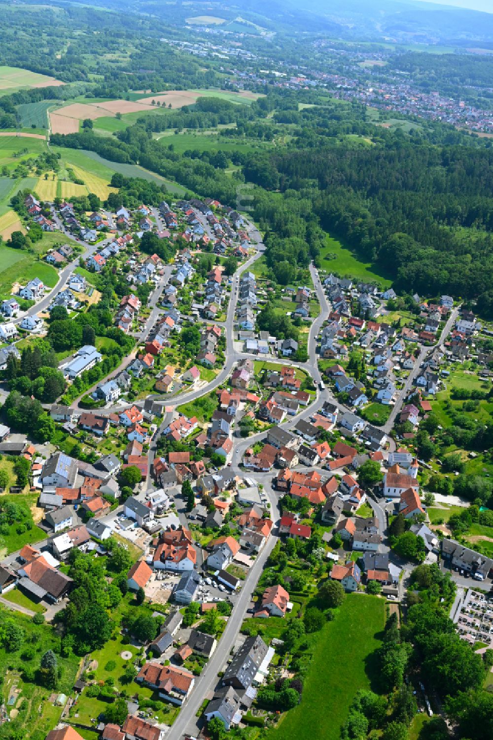 Aerial photograph Unterafferbach - The city center in the downtown area in Unterafferbach in the state Bavaria, Germany