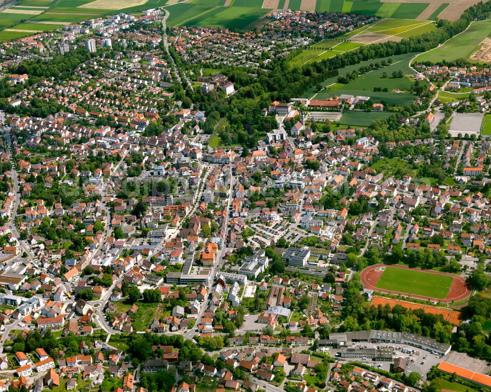 Untersulmetingen from the bird's eye view: The city center in the downtown area in Untersulmetingen in the state Baden-Wuerttemberg, Germany