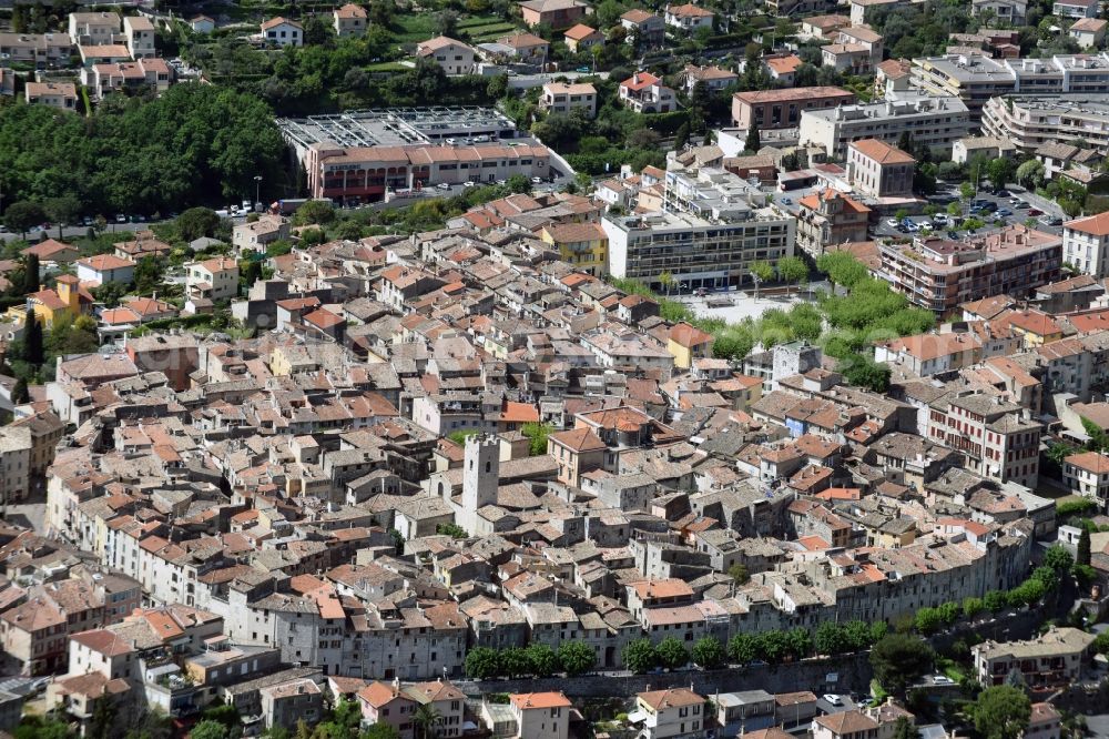 Vence from the bird's eye view: The city center in the downtown are in Vence in Provence-Alpes-Cote d'Azur, France