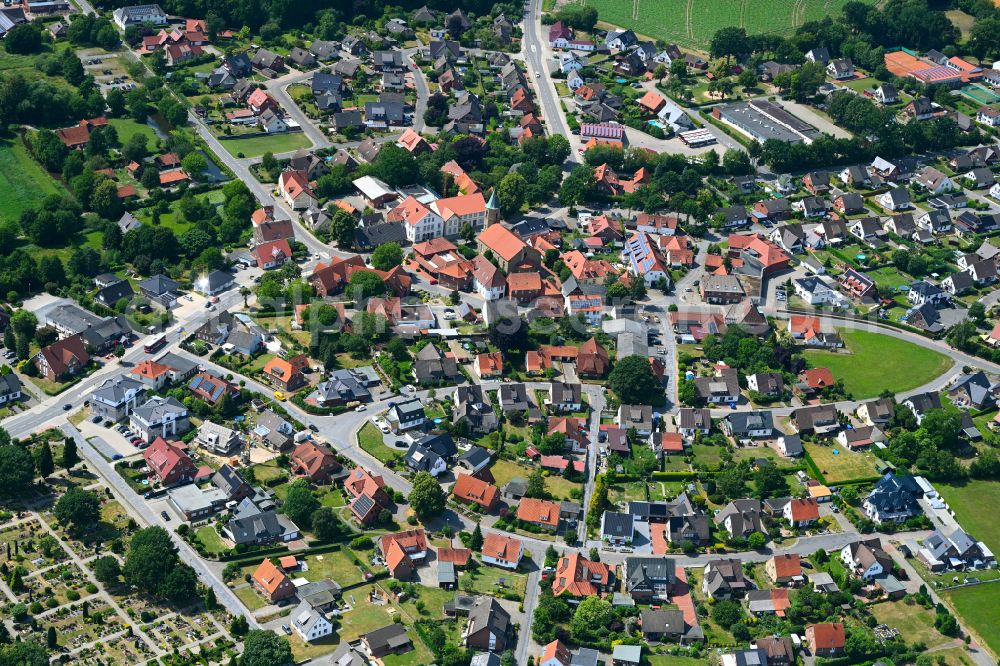 Aerial image Venne - The city center in the downtown area in Venne in the state Lower Saxony, Germany