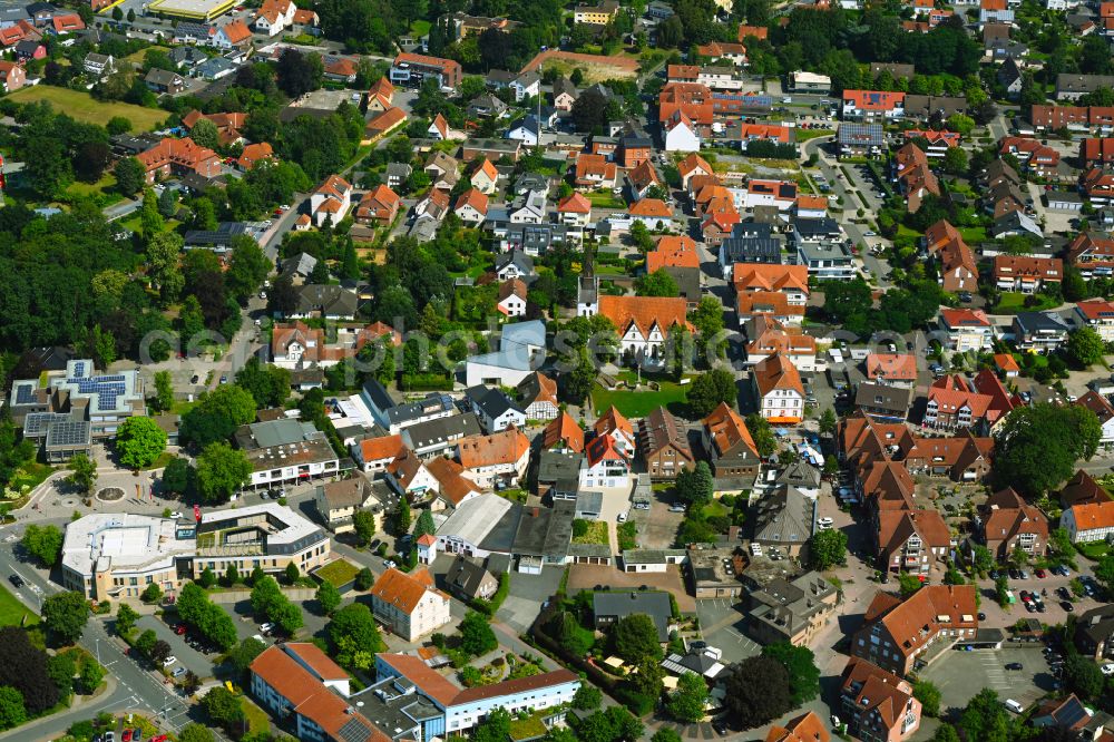 Versmold from above - The city center in the downtown area in Versmold in the state North Rhine-Westphalia, Germany