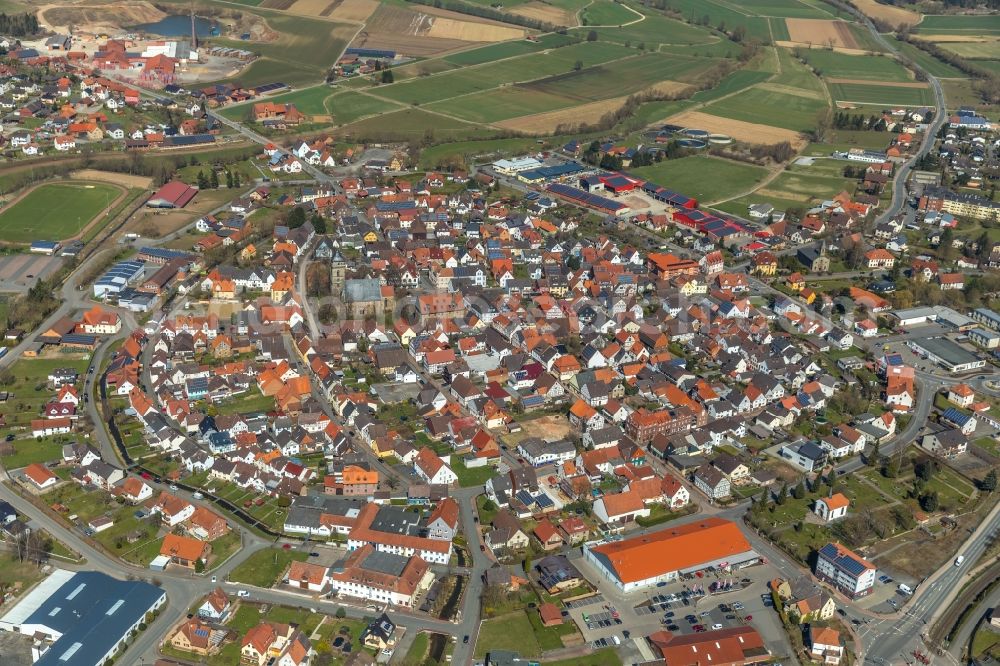 Volkmarsen from above - The city center in the downtown area in Volkmarsen in the state Hesse, Germany