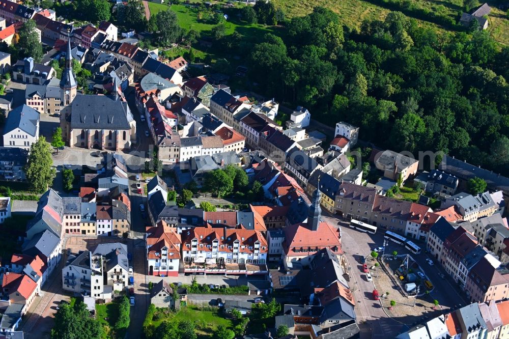 Aerial image Waldenburg - The city center in the downtown area in Waldenburg in the state Saxony, Germany