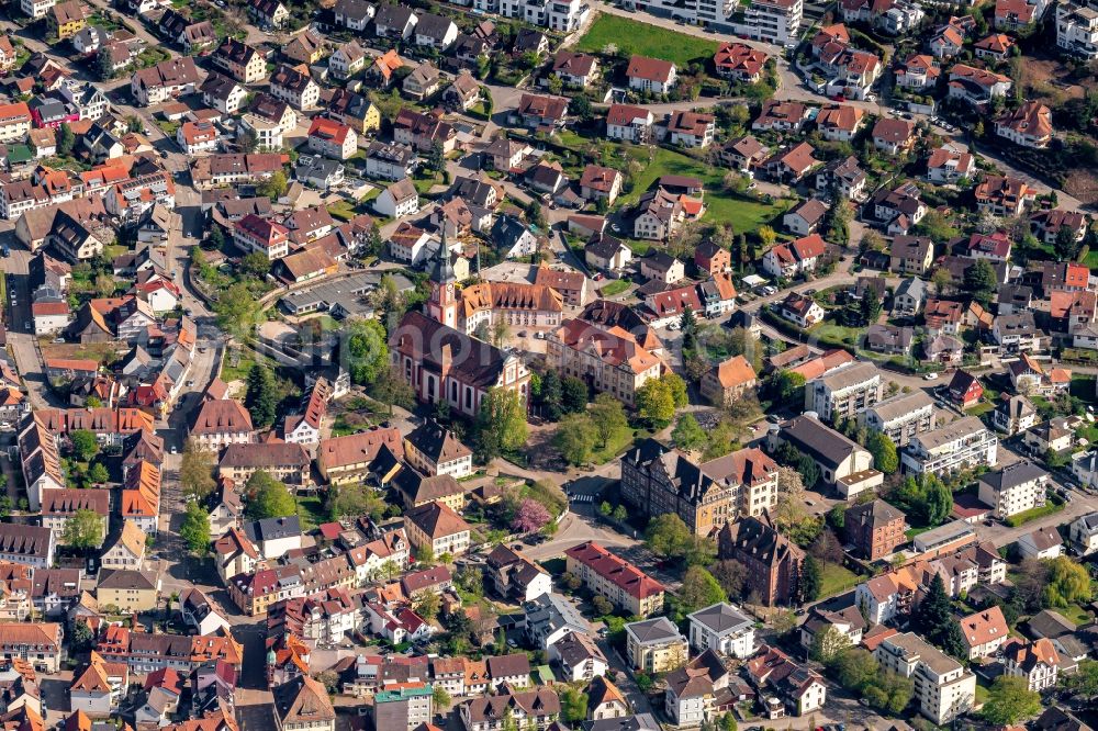 Aerial photograph Waldkirch - The city center in the downtown area in Waldkirch in the state Baden-Wurttemberg, Germany