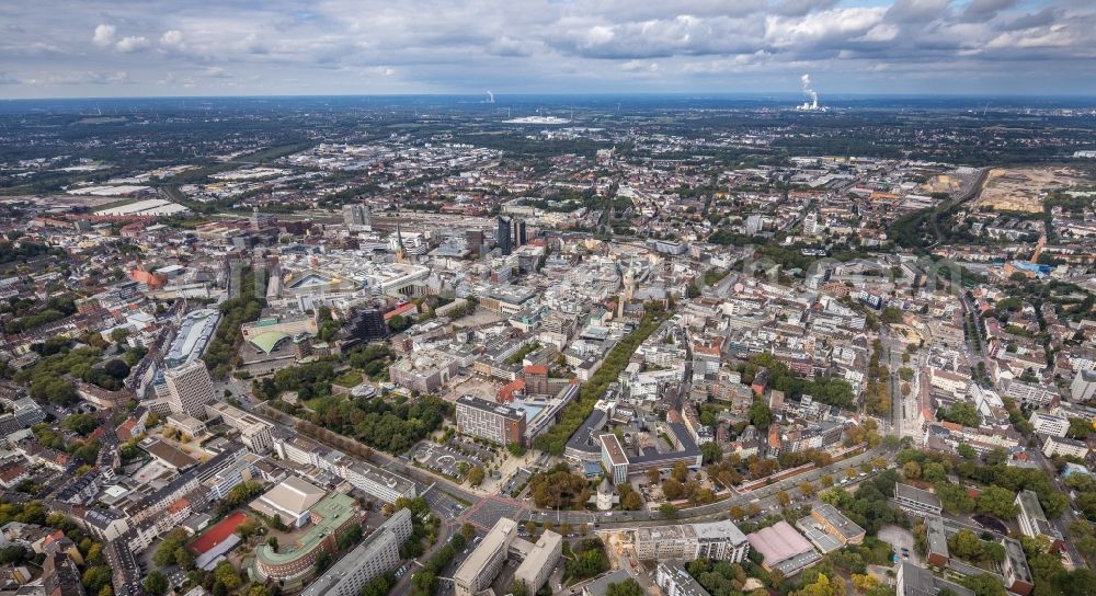 Dortmund from above - The city center in the downtown area on Wallring in Dortmund at Ruhrgebiet in the state North Rhine-Westphalia, Germany