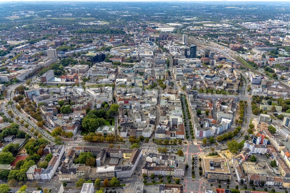 Aerial photograph Dortmund - The city center in the downtown area on Wallring in Dortmund at Ruhrgebiet in the state North Rhine-Westphalia, Germany