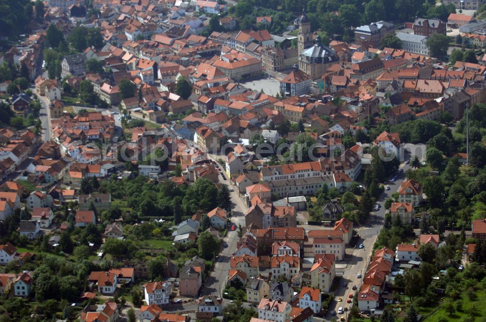 Waltershausen from above - The city center in the downtown area in Waltershausen in the state Thuringia, Germany