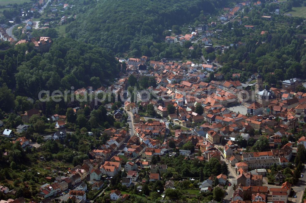 Waltershausen from the bird's eye view: The city center in the downtown area in Waltershausen in the state Thuringia, Germany