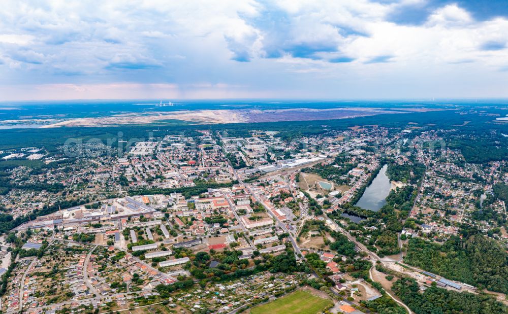 Weißwasser/Oberlausitz from the bird's eye view: The city center in the downtown area in Weisswasser/Oberlausitz in the state Saxony, Germany