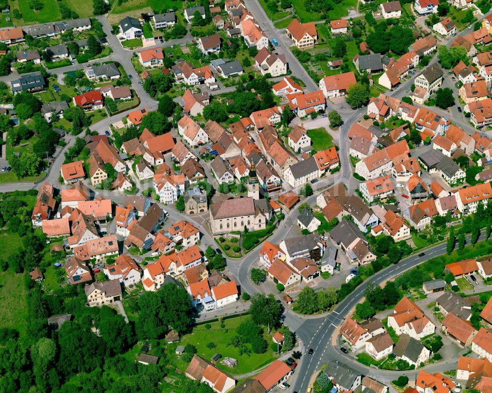 Aerial photograph Wendelsheim - The city center in the downtown area in Wendelsheim in the state Baden-Wuerttemberg, Germany