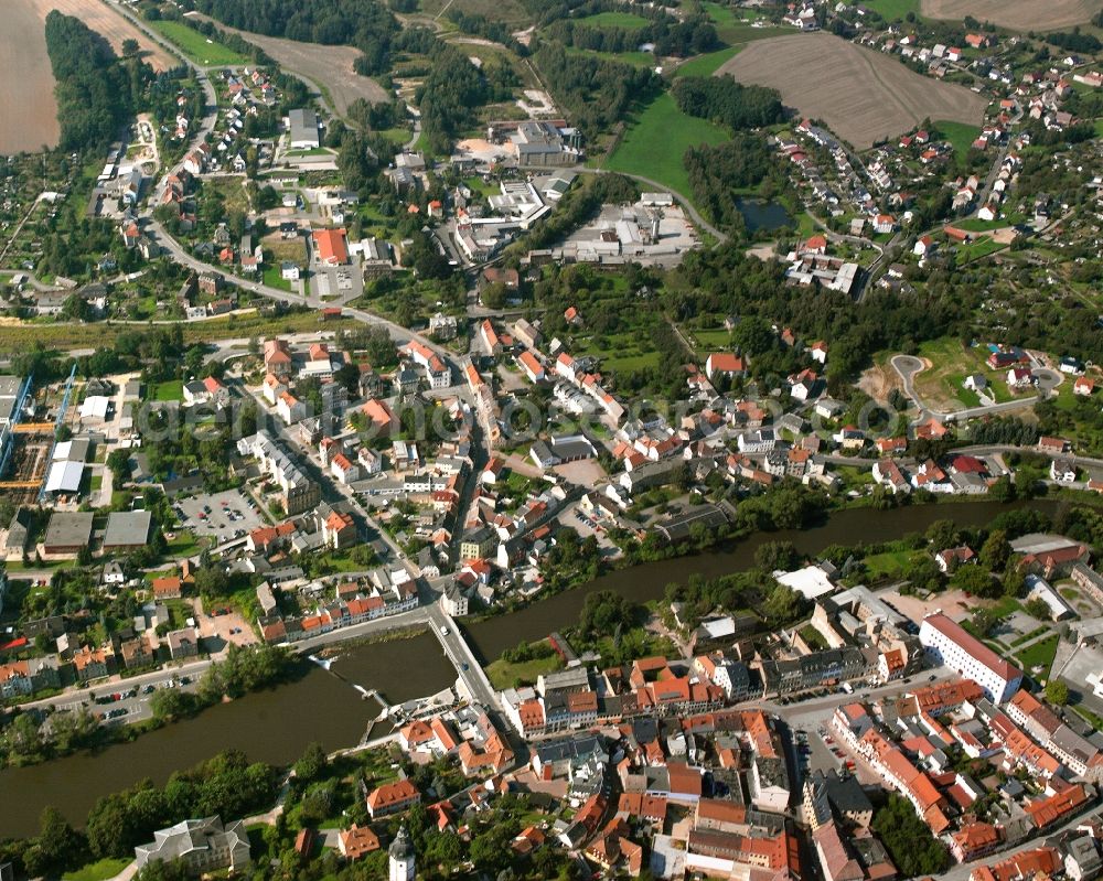 Aerial image Wernsdorf - The city center in the downtown area in Wernsdorf in the state Saxony, Germany