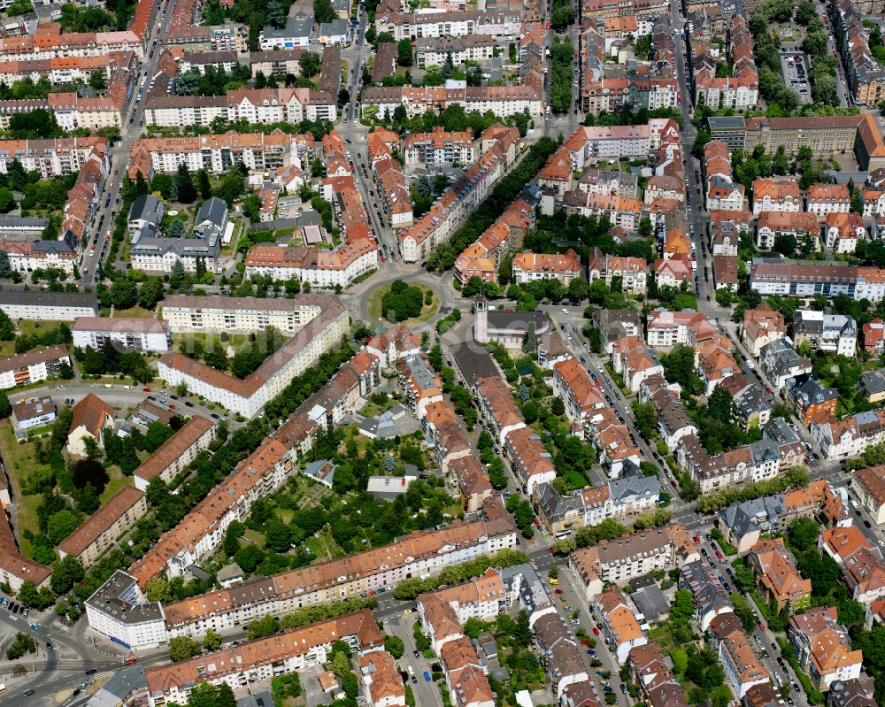 Aerial image Weststadt - The city center in the downtown area in Weststadt in the state Baden-Wuerttemberg, Germany