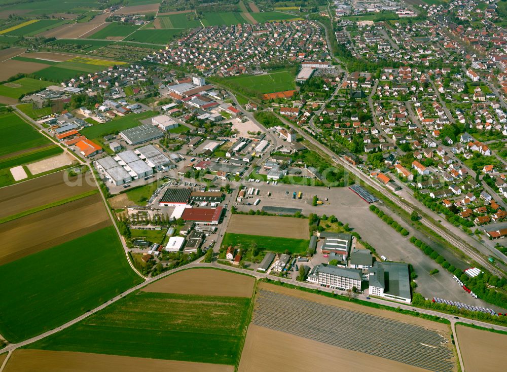 Aerial photograph Wettingen - The city center in the downtown area in Wettingen in the state Baden-Wuerttemberg, Germany