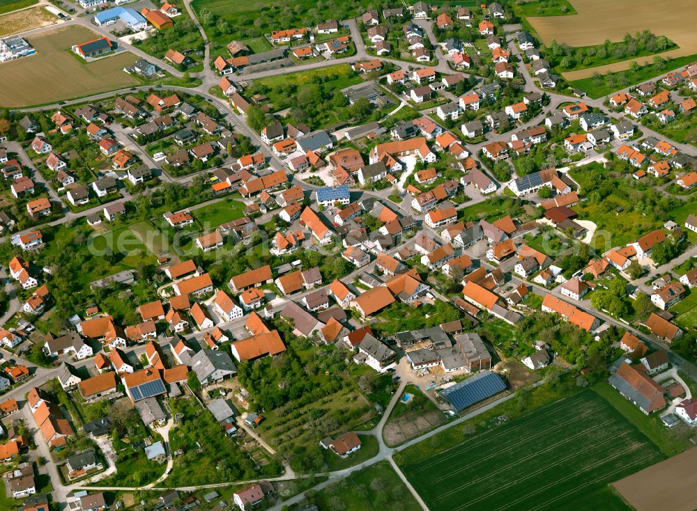 Wippingen from above - The city center in the downtown area in Wippingen in the state Baden-Wuerttemberg, Germany