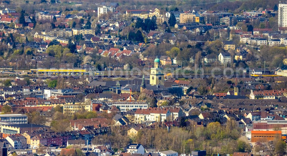 Witten from the bird's eye view: The city center in the downtown area in Witten at Ruhrgebiet in the state North Rhine-Westphalia, Germany