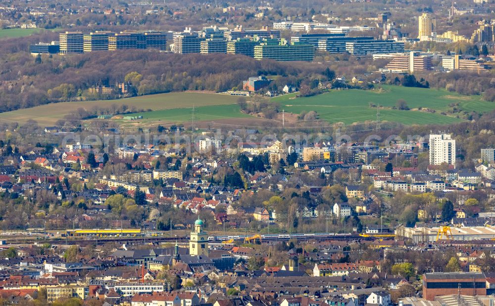 Aerial image Witten - The city center in the downtown area in Witten at Ruhrgebiet in the state North Rhine-Westphalia, Germany