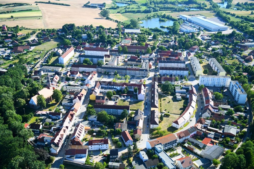 Aerial image Woldegk - The city center in the downtown area in Woldegk in the state Mecklenburg - Western Pomerania, Germany