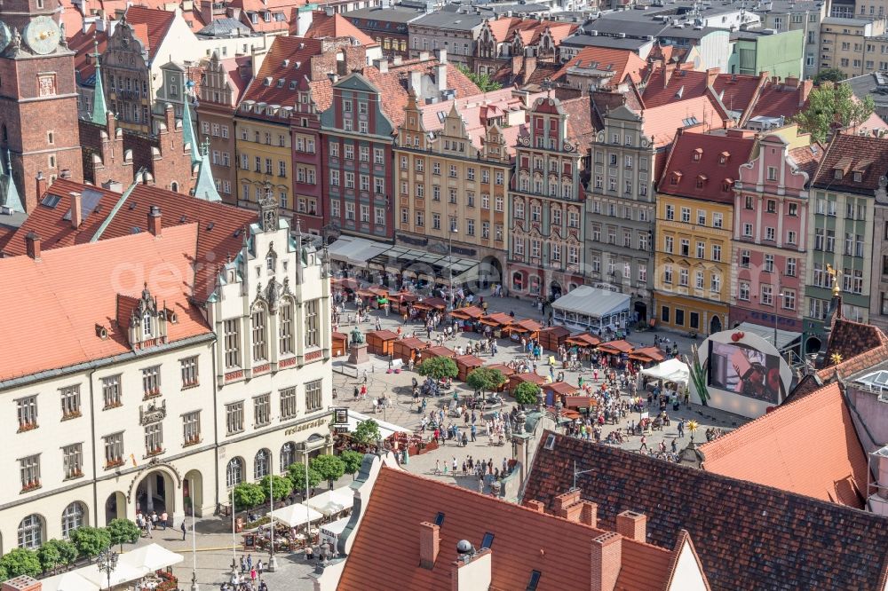 Wroclaw Breslau from above - The city center in the downtown area in Wroclaw Breslau in Lower Silesia, Poland