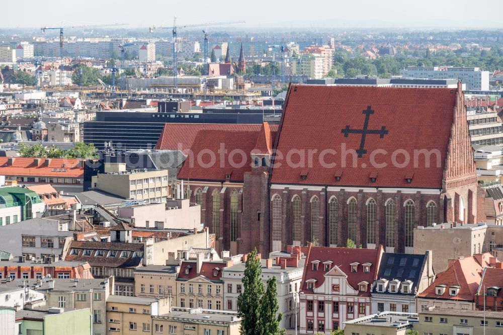 Aerial image Wroclaw Breslau - The city center in the downtown area in Wroclaw Breslau in Lower Silesia, Poland