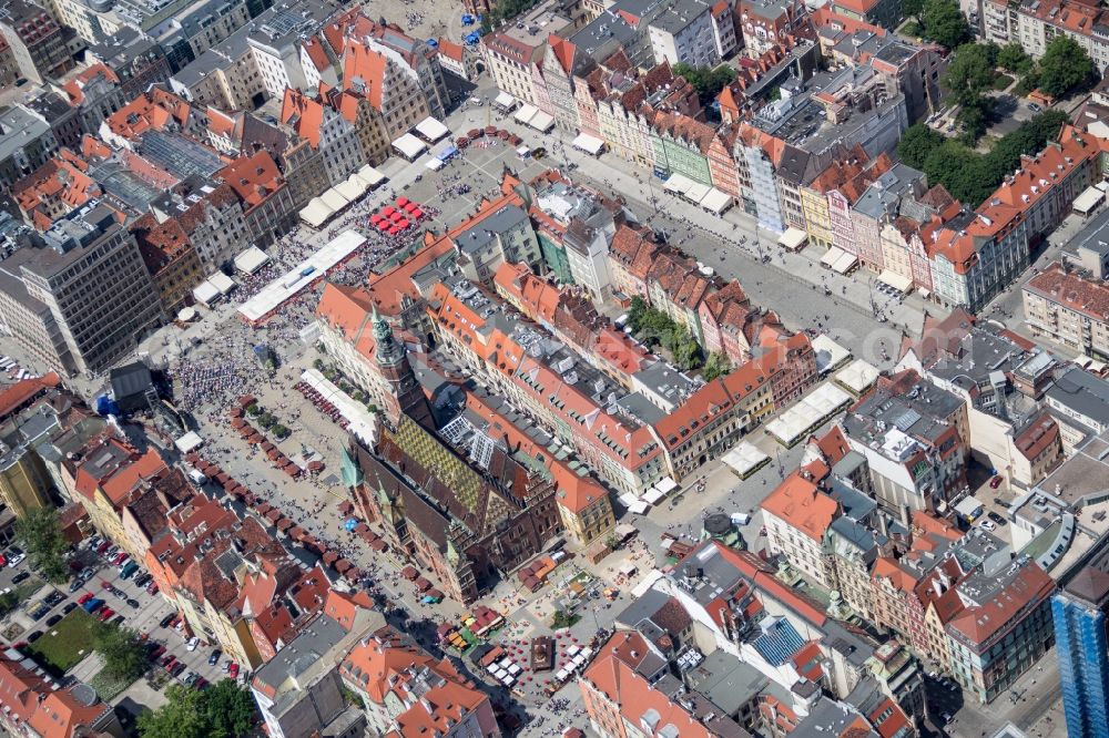 Wroclaw Breslau from above - The city center in the downtown area in Wroclaw Breslau in Lower Silesia, Poland