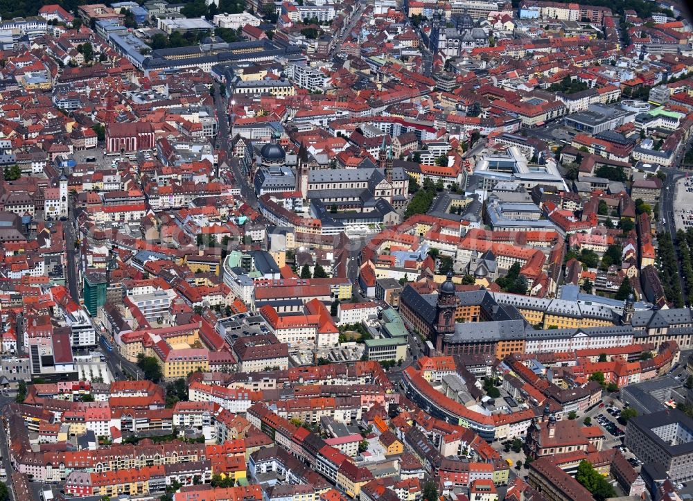 Würzburg from the bird's eye view: The city center in the downtown area in Wuerzburg in the state Bavaria, Germany