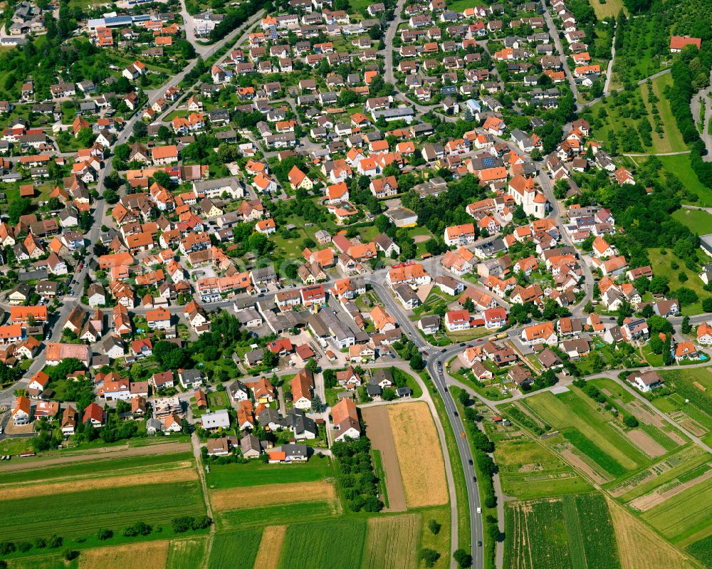 Aerial image Wurmlingen - The city center in the downtown area in Wurmlingen in the state Baden-Wuerttemberg, Germany