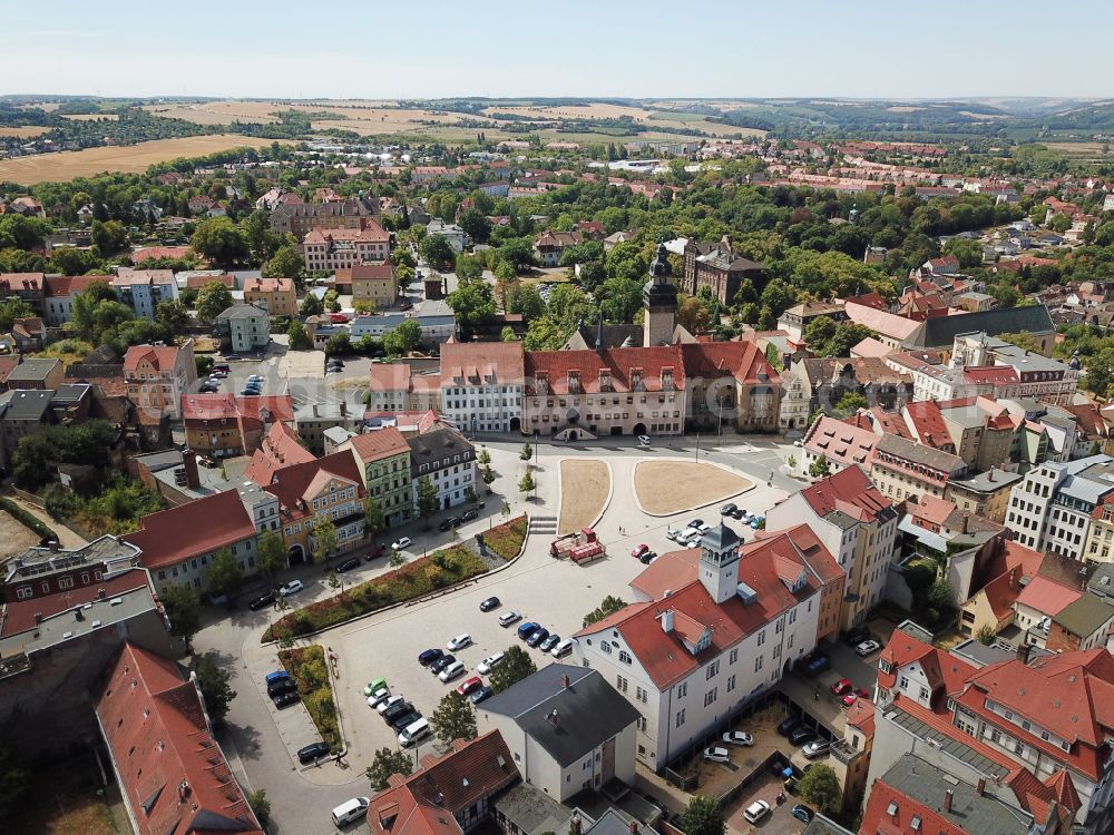 Zeitz from above - The city center in the downtown area in Zeitz in the state Saxony-Anhalt, Germany