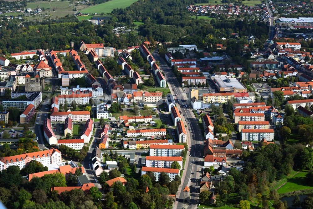 Zerbst/Anhalt from the bird's eye view: The city center in the downtown area in Zerbst/Anhalt in the state Saxony-Anhalt, Germany