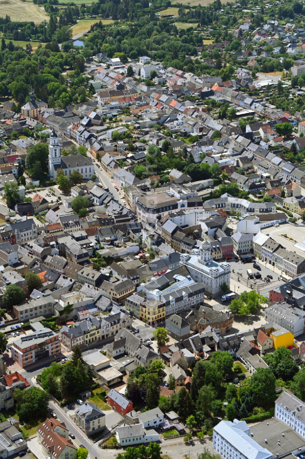 Aerial photograph Zeulenroda - The city center in the downtown area in Zeulenroda in the state Thuringia, Germany