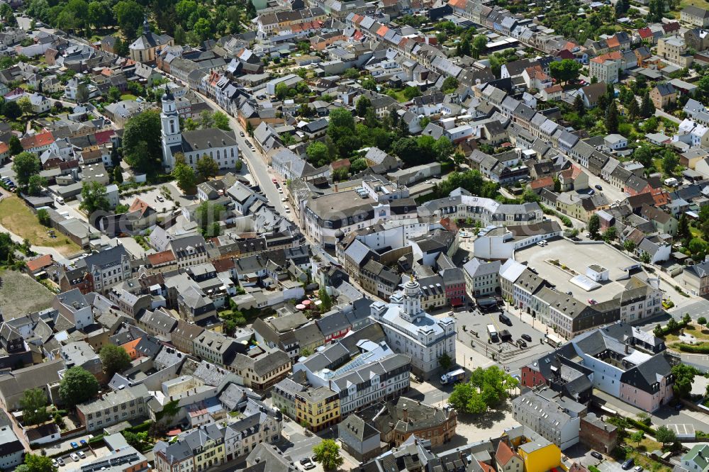 Zeulenroda from above - The city center in the downtown area in Zeulenroda in the state Thuringia, Germany