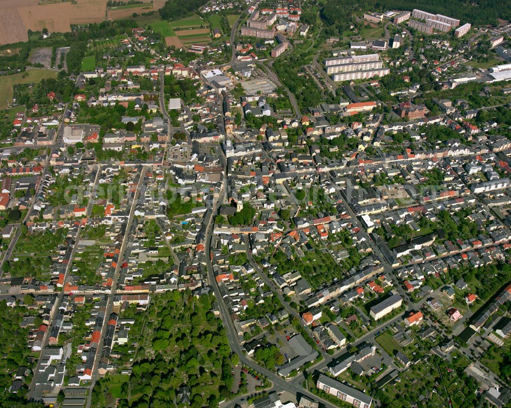 Aerial image Zeulenroda - The city center in the downtown area in Zeulenroda in the state Thuringia, Germany