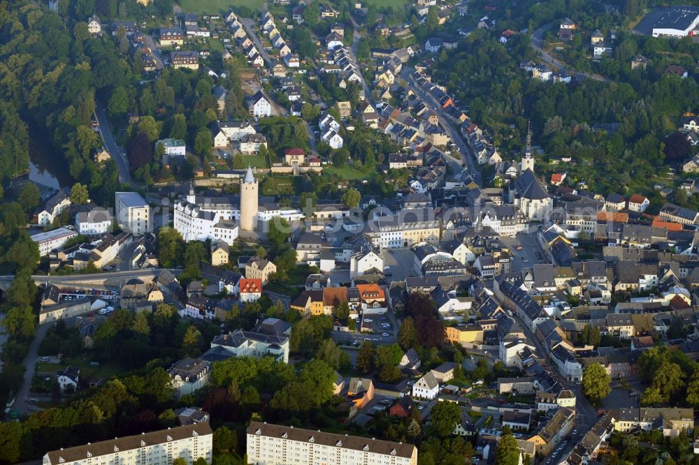 Aerial photograph Zschopau - The city center in the downtown area in Zschopau in the state Saxony, Germany