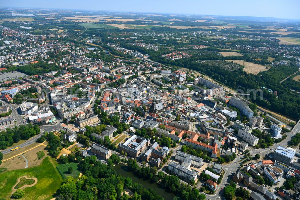 Aerial photograph Zwickau - The city center in the downtown area in Zwickau in the state Saxony, Germany