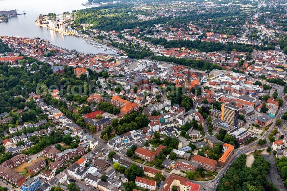 Aerial image Flensburg - The city center in the downtown area between Suedergraben and Friesische Strasse in Flensburg in the state Schleswig-Holstein, Germany