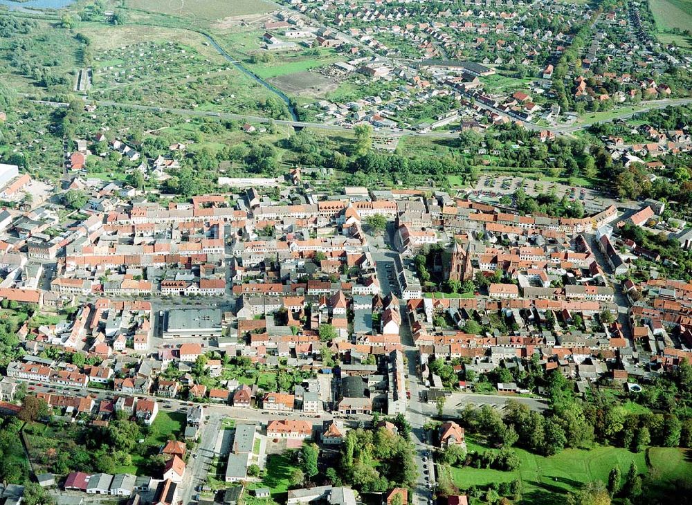 Kyritz / Brandenburg from above - Stadtzentrum von Kyritz in Brandenburg aus westlicher Richtung.